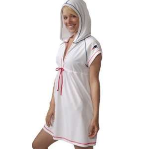   England Patriots Ladies White Hooded Cover Up Dress