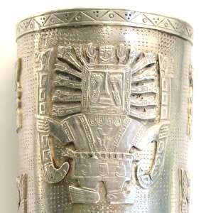 Sterling Silver Warrior Cuff Bangle Bracelet Aztec 925 Plata Peru 