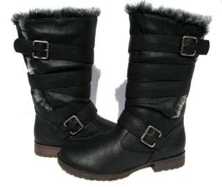   Designer Boots Black Motorcycle shoes winter snow Ladies size 8  