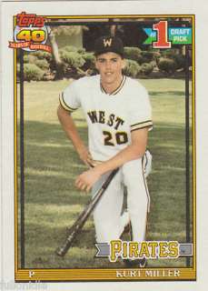 Kurt Miller Pirates P Topps 40th Anniversary 1991 # 491  