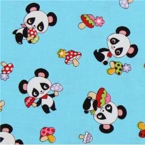  blue panda fabric fly agaric from Japan kawaii (Sold in 