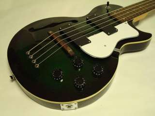 This is a 4 String Electric Bass Guitar, Hollow Body Guitar, Green 