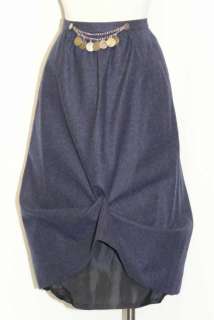 NAVY BLUE WOOL German Straight A LINE Suit SKIRT 40 6 S  