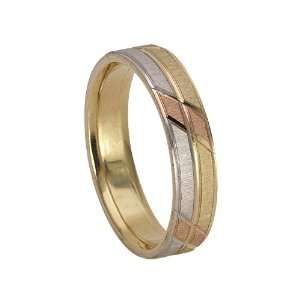 14Kt Tri Tone White, Yellow & Rose Gold Wedding Ring for Men & Women 