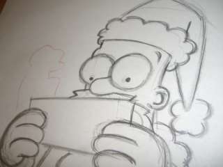 Simpsons Animation Cel + Sketches   1st Ep. Super Rare Christmas 