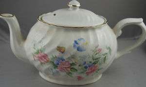 Arthur Wood and Son Teapot Flowers and Butterfly #6310  