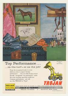 1960 Eddie Arcaro Man OWar Horse art Trojan Tractor Ad  