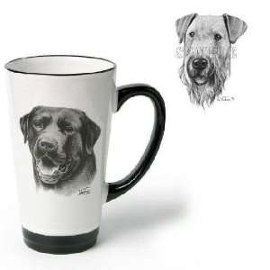 Porcelain Funnel Cup with Airedale (Black and white, t 