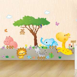 glow in the dark jungle animals kids wall removable decal sticker