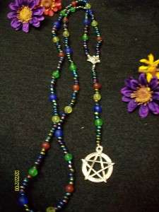 Elemental Pagan Prayer Beads Pentacle Wicca Rosary Earth Air Fire 
