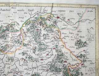 1585 (1633) MERCATOR Map WALDECK HESSEN FRITZLAR Rare  