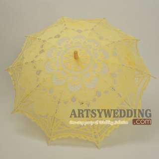 Yellow Cotton Lace Bridal Wedding Umbrella Parasol  