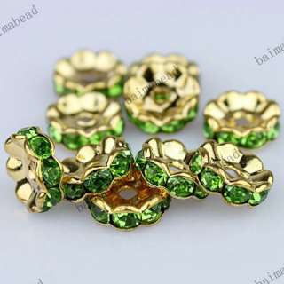  Wholesale Colorful Crystal Golden Spacer Loose Bead Jewelry Findings 