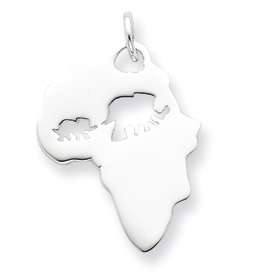 New Sterling Silver Africa with Elephant Cutout Charm  