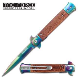 Scorpion  Stiletto Style Spring Assisted Knife   Rainbow Blade 