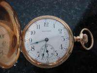 14k Yellow Gold Waltham Pocket Watch Seconds Antique  