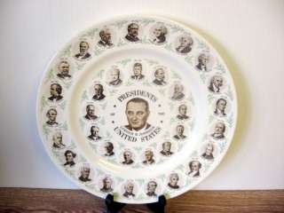 PRESIDENTS OF THE UNITED STATES PLATE WITH GREEN LEAVES  