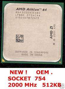 ATHLON 64 3000 + SOCKET 754 ADA3000AIK4BX NEW   