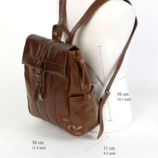 New Mens Vintage Real Premium Leather Backpack Bookbag Black 