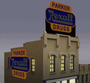 Animated Billboard Sign Rexall Drugs HO N #7582 NIB  