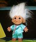 Troll Doll Pajamas on Blue Satin Wants a Hug White Hair