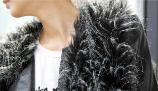 FLUFFY FAUX FUR VEST crimp long jacket black&white sleeveless coat 