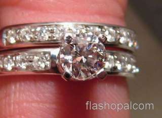    Diamond Engagement Ring & Wedding Band Set  14k White Gold  