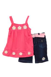 Angel Face Toddler Girls (2t 4t) 3pc pink tank top & denim shorts set 