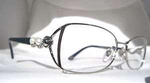 Chopard SCH 854 S 0579 Eyeglasses Glasses Silver Blue Pearl Authentic 