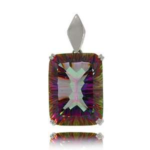  Rectangle Mystic Fire Topaz Pendant in Sterling Silver 