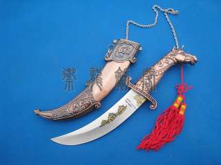   HANDLE BRASS MONGOLIAN TIBET STEEL DAGGER STAGGER KNIFE SWORD  