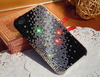 Handmade Black Bling Swarovski Crystal Case Cover For iPhone 4 4G 4S 
