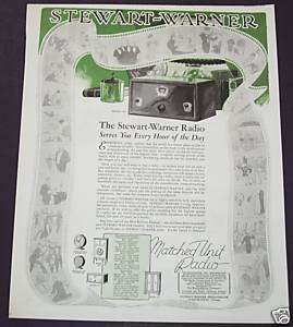 VINTAGE 1928 MAGAZINE AD STEWART WARNER RADIO MODEL 225  