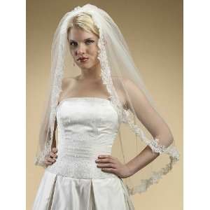 Alencon Lace Embroidered Mantilla Wedding Veil