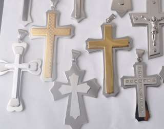 Wholesale 14 pairs stainless steel cross pendants/P 974  