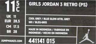   GIRLS 3 RETRO FLIP GRAY BLUE GLOW PRE SCHOOL KIDS Sz 11   3  