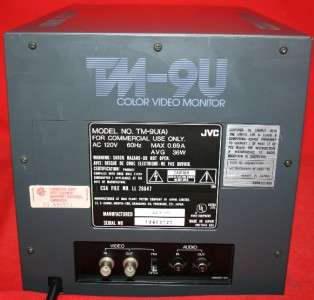 JVC TM 9U 9 COLOR VIDEO MONITOR S/N 3725  