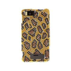   Phone Cover Case Gold and Black Leopard For Motorola Droid X Cell