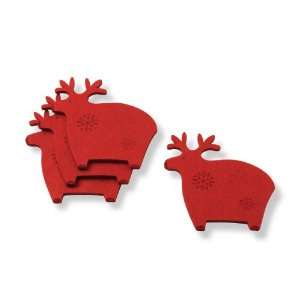   of 4 Felt Christmas Coasters Reindeer Hostess Gift