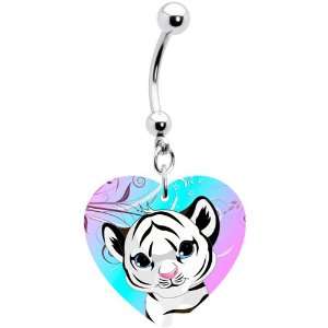  Heart Baby White Tiger Belly Ring Jewelry