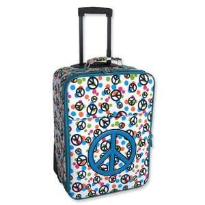  PEACE SIGN APPLIQUE ROLLING LUGGAGE & MATCHING TOTE BAG 