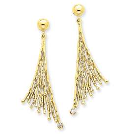 New 14k Gold Polished AA .06 ct. Diamond Dangle Earrings  