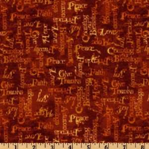  44 Wide Blessings Words Burgundy Fabric By The Yard 