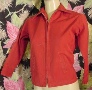 50s Cute Girls red cotton jacket w/side buckles 34 bust size 10  