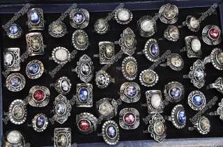 Wholesale lots 25 Abalone paua shell Tibet silver Rings  