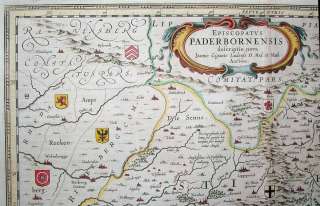 Map presents the cross of Paderborn, the Rose of the Countsof Lippe 