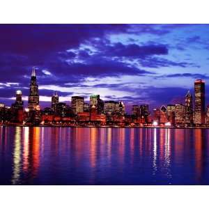    Chicago Magnet 5 x 7 photo fridge purple sky 