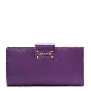 New Kate Spade Large Purple Leather Wellesley Travel Wallet  