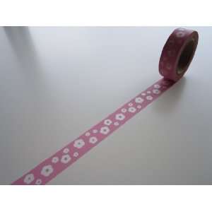  Japanese Washi Tape   Pink with Flower Pattern Everything 