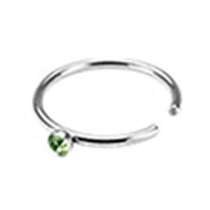 20g Surgical Steel Open Nose Ring Hoop with 2mm Green Gem Ball Top 20 